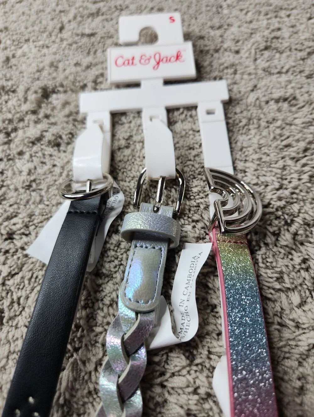 Girls' 3pk Rainbow Belt Set - Cat & Jack S: Adjustable Skinny Belts with Buckle